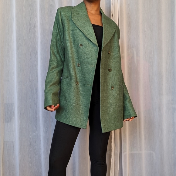 Vintage double breasted emerald Blazer / Oversized - Picture 2 of 4